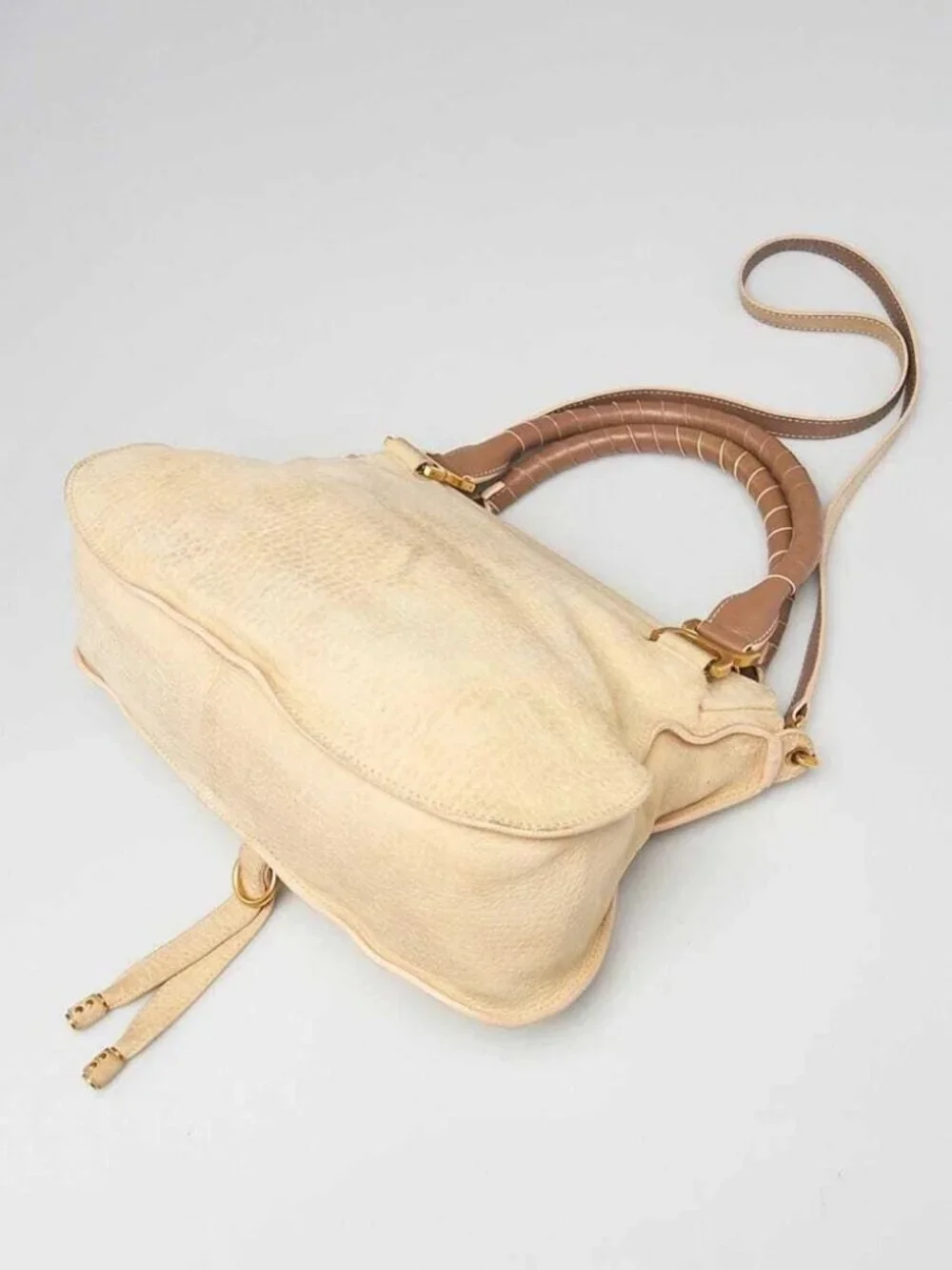 Chloe Light Beige/Brown Nubuck Leather Medium Marcie Bag
